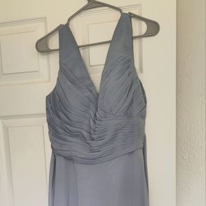 Dusty blue formal corset back dress